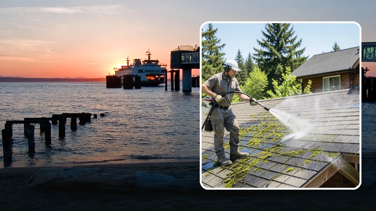 Cedar Shake Roof Cleaning in Edmonds, Snohomish County, WA - Gentle restoration cleaning for cedar shake and shingle roofs that removes moss while preserving the wood.