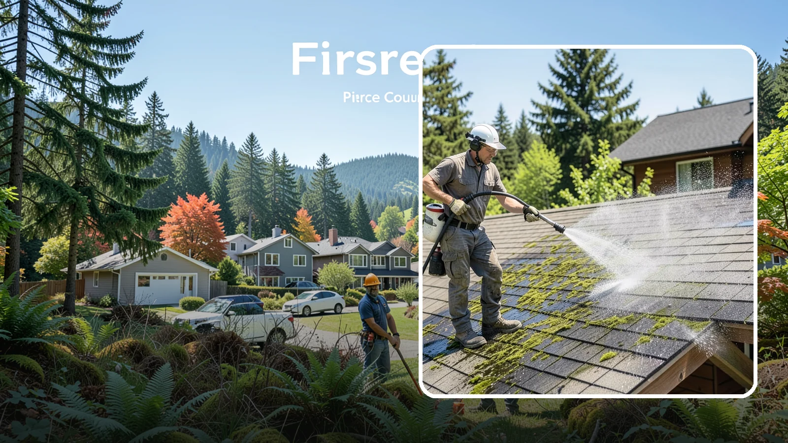 Cedar Shake Roof Cleaning in Fircrest, Pierce County, WA - Gentle restoration cleaning for cedar shake and shingle roofs that removes moss while preserving the wood.