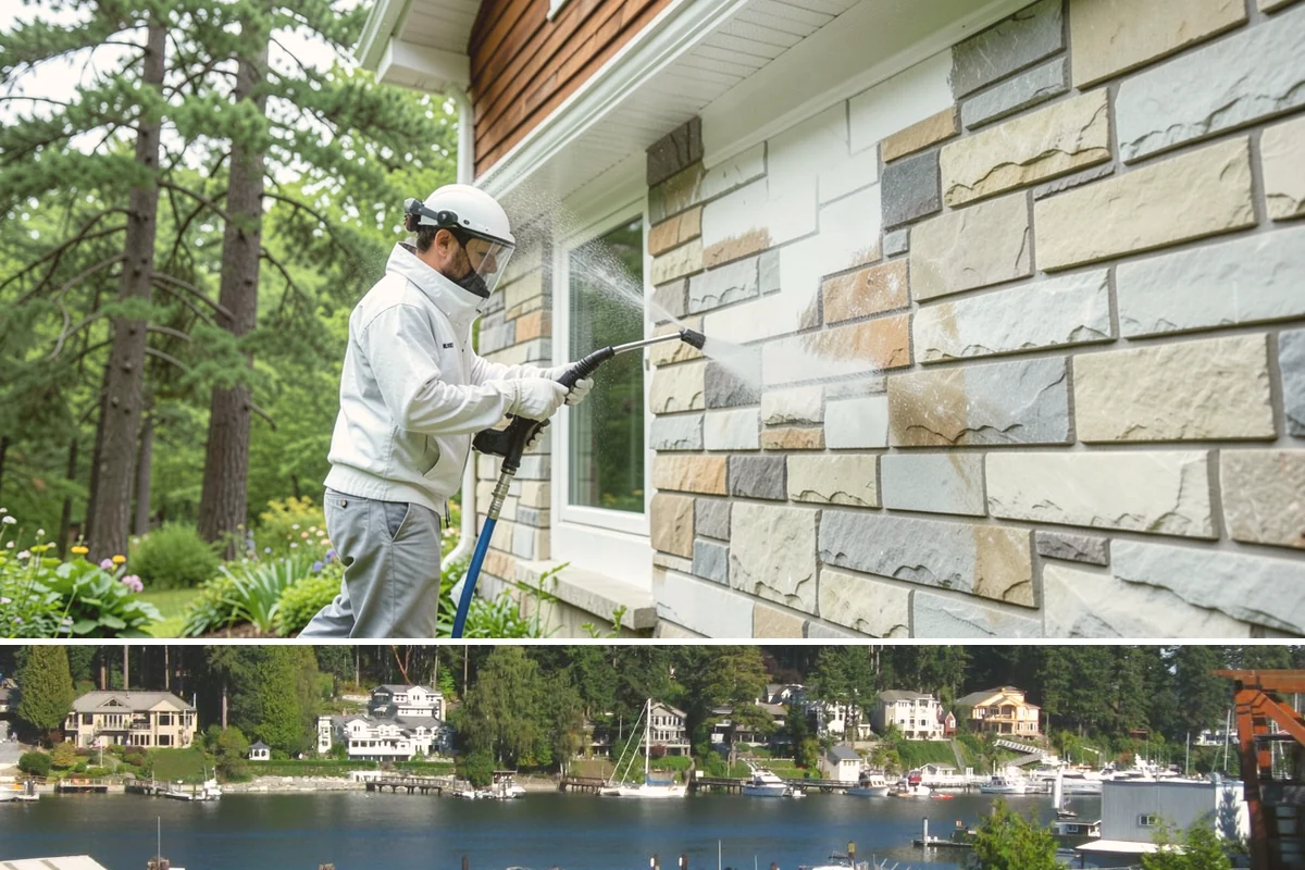 Cedar Shake Roof Cleaning in Gig Harbor, Pierce County, WA - Clean cedar roofs in mid to late summer so the wood can dry fully before autumn moisture returns.
