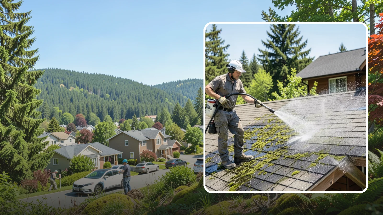 Cedar Shake Roof Cleaning in Index, Snohomish County, WA - Gentle restoration cleaning for cedar shake and shingle roofs that removes moss while preserving the wood.
