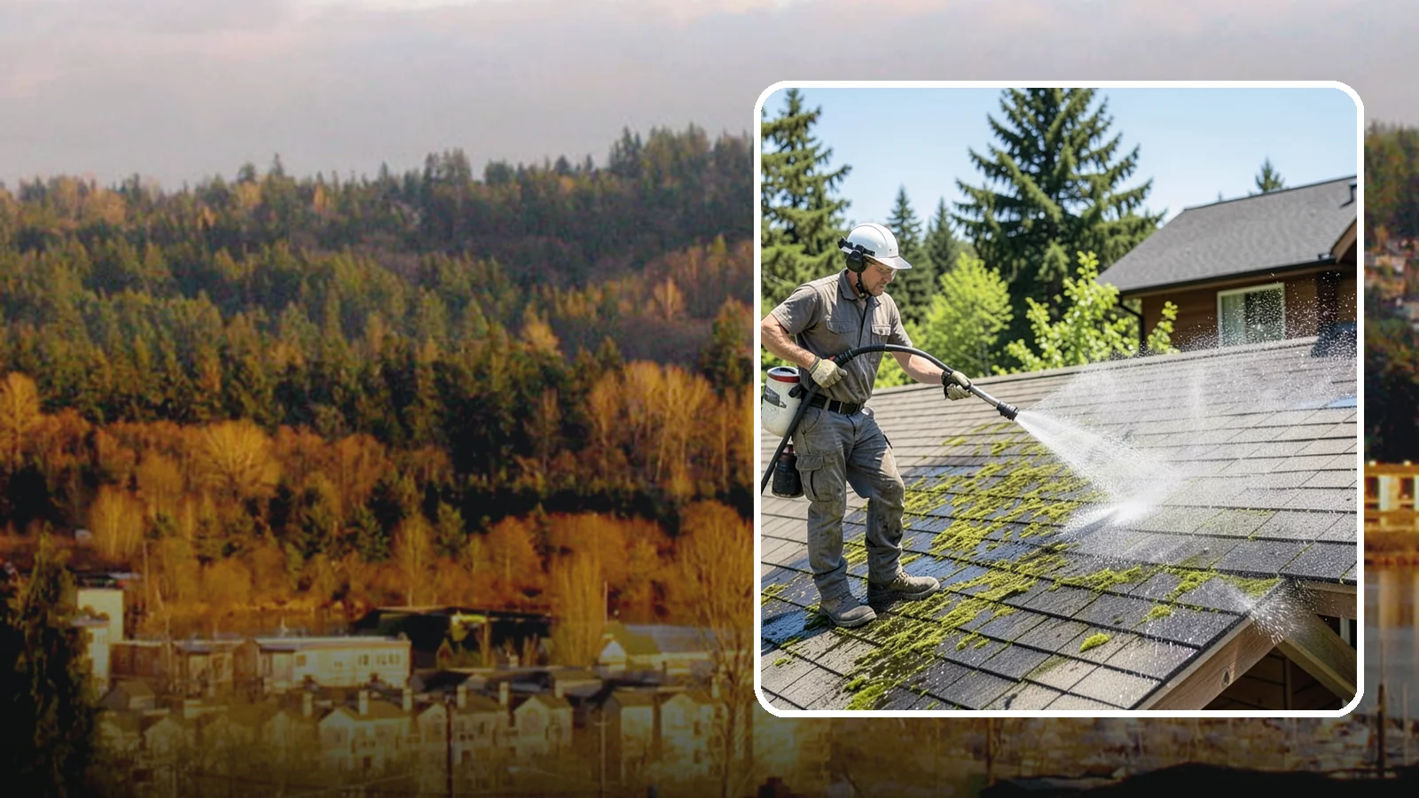 Cedar Shake Roof Cleaning in Kenmore, King County, WA - Gentle restoration cleaning for cedar shake and shingle roofs that removes moss while preserving the wood.