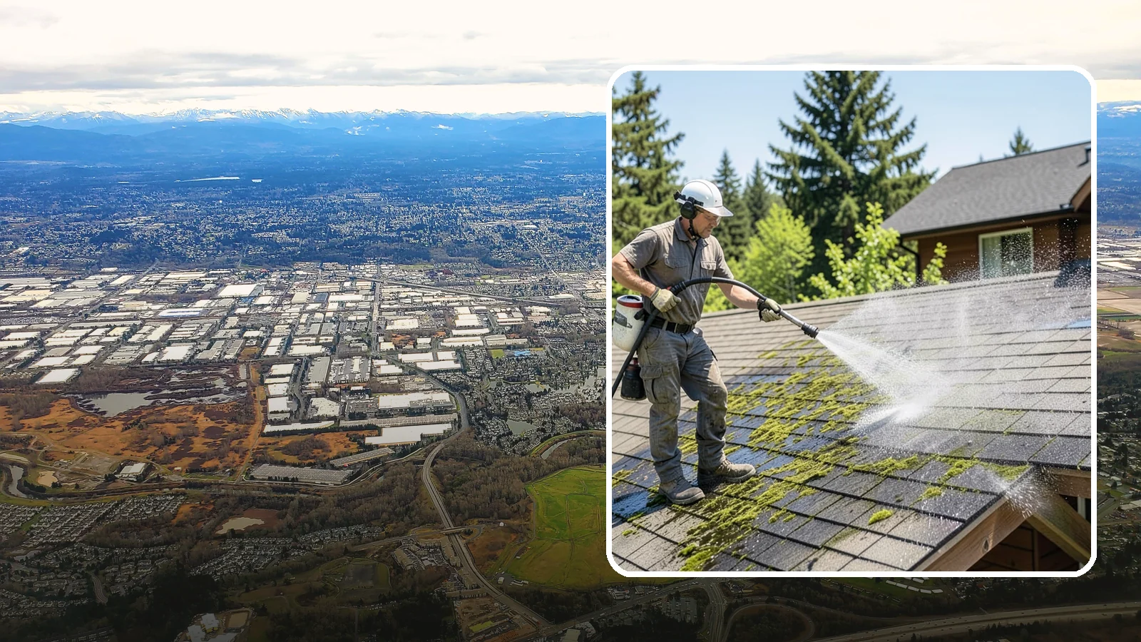 Cedar Shake Roof Cleaning in Kent, King County, WA - Gentle restoration cleaning for cedar shake and shingle roofs that removes moss while preserving the wood.