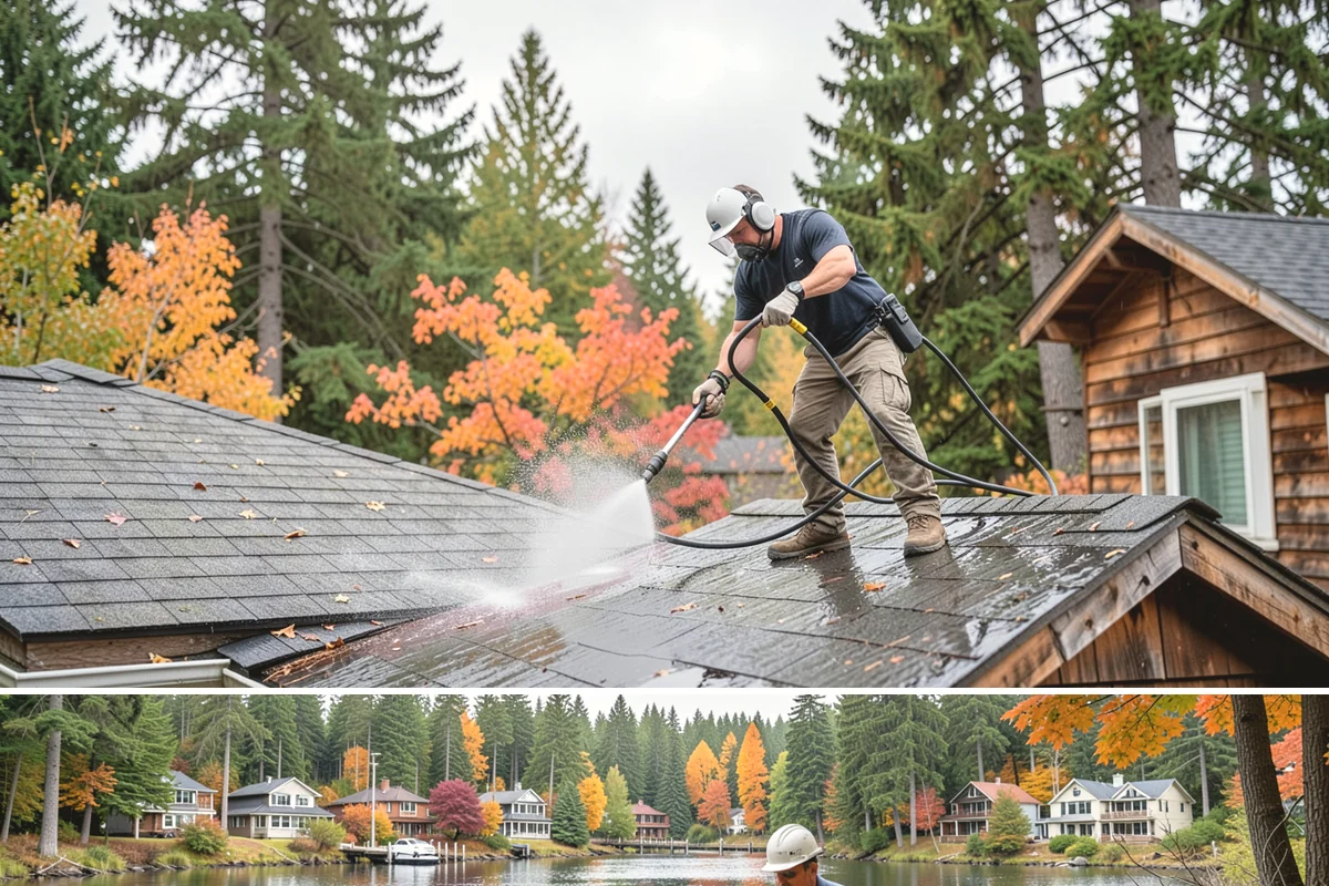 Cedar Shake Roof Cleaning in La Conner, Skagit County, WA - Clean cedar roofs in mid to late summer so the wood can dry fully before autumn moisture returns.