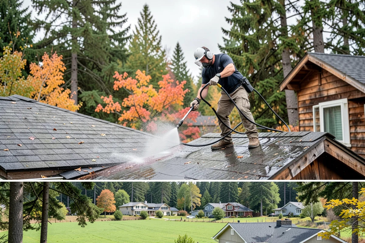 Cedar Shake Roof Cleaning in Lyman, Skagit County, WA - Clean cedar roofs in mid to late summer so the wood can dry fully before autumn moisture returns.