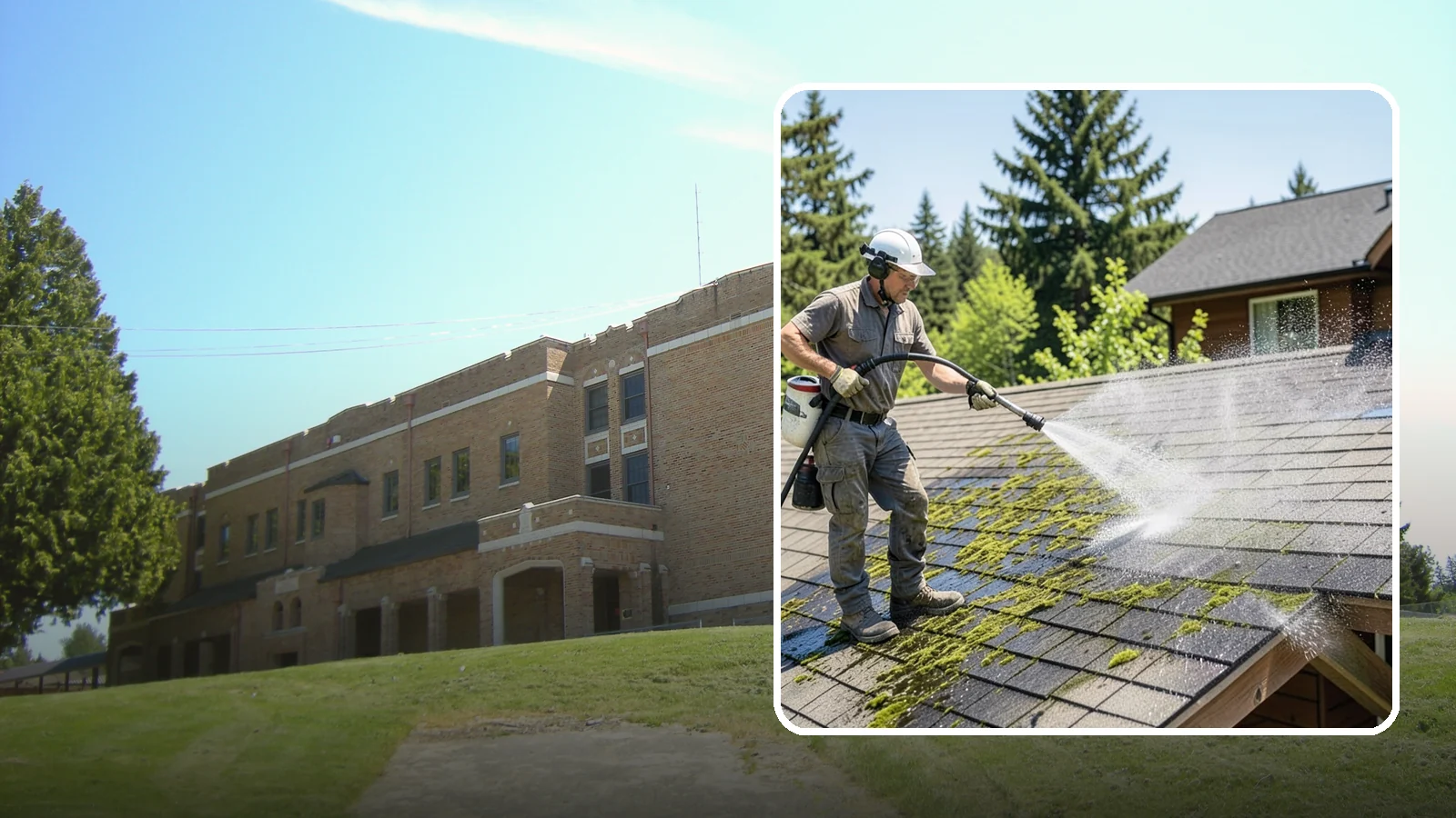 Cedar Shake Roof Cleaning in Maple Valley, King County, WA - Gentle restoration cleaning for cedar shake and shingle roofs that removes moss while preserving the wood.