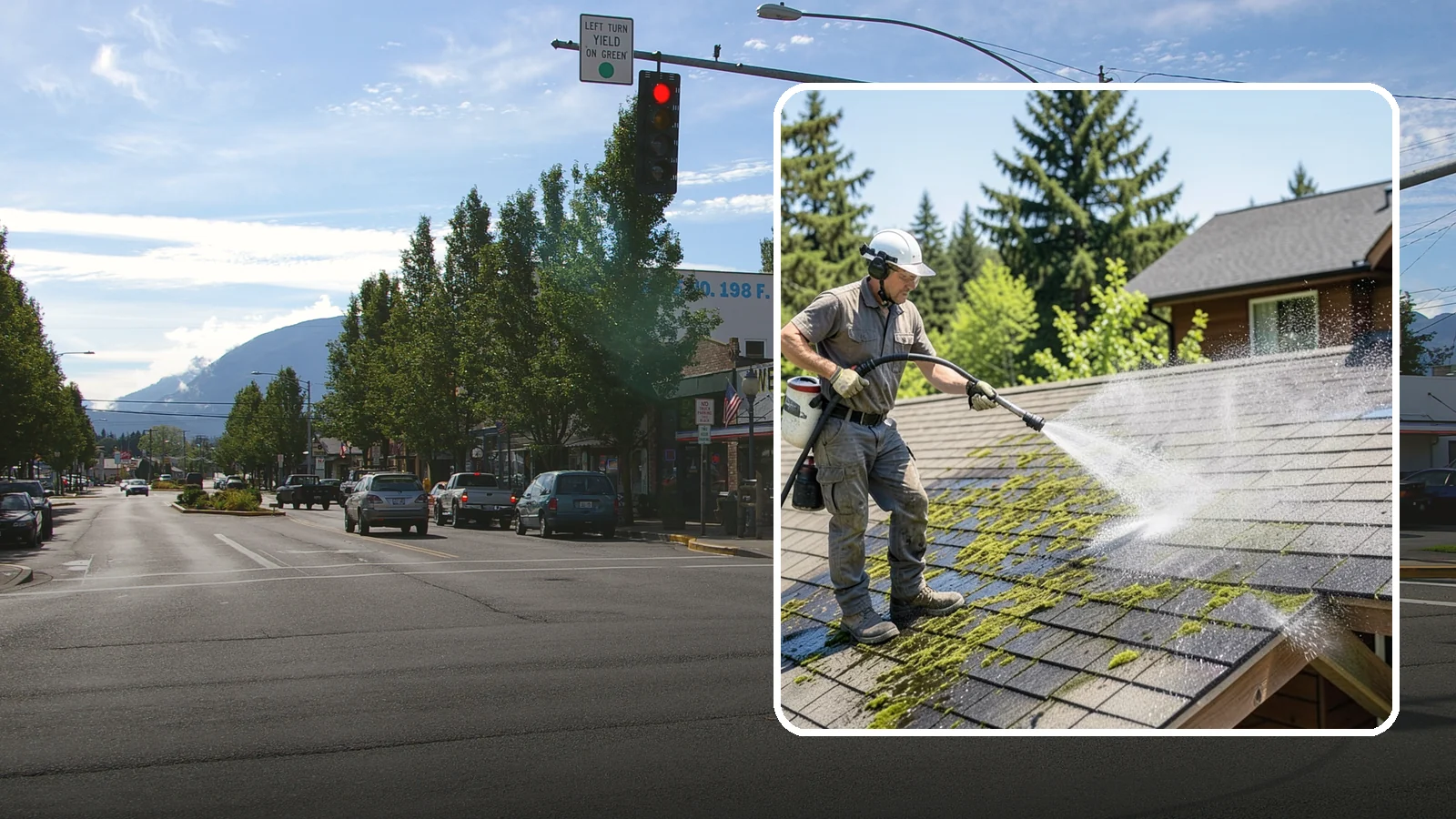 Cedar Shake Roof Cleaning in North Bend, King County, WA - Gentle restoration cleaning for cedar shake and shingle roofs that removes moss while preserving the wood.