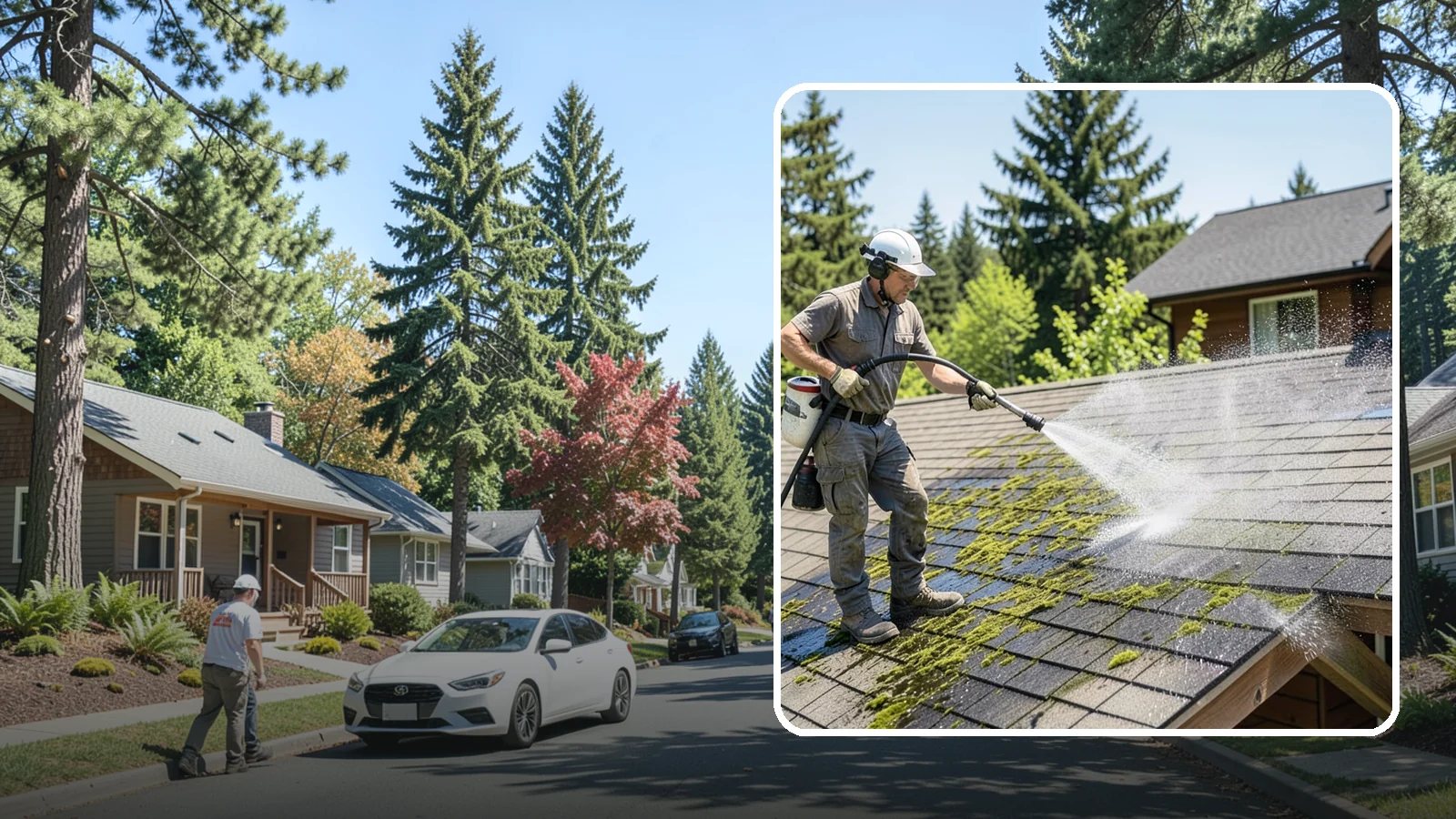 Cedar Shake Roof Cleaning in Orting, Pierce County, WA - Gentle restoration cleaning for cedar shake and shingle roofs that removes moss while preserving the wood.