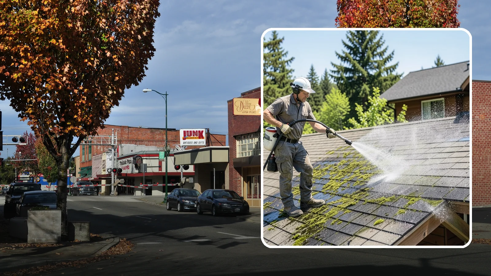 Cedar Shake Roof Cleaning in Puyallup, Pierce County, WA - Gentle restoration cleaning for cedar shake and shingle roofs that removes moss while preserving the wood.
