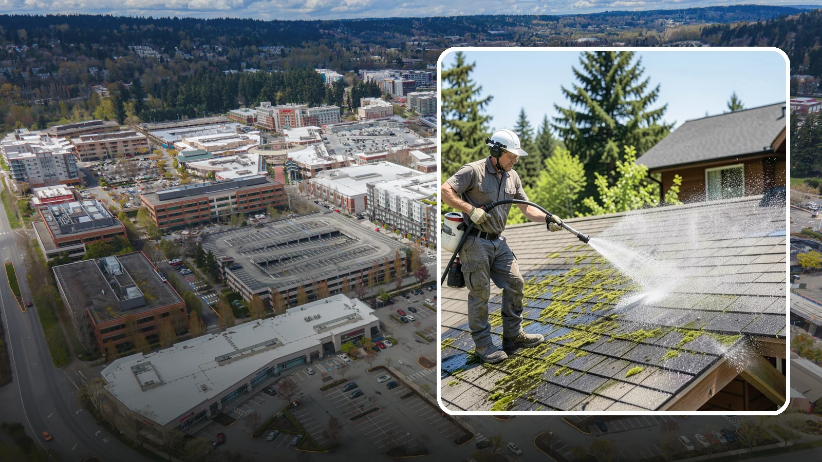 Cedar Shake Roof Cleaning in Redmond, King County, WA - Gentle restoration cleaning for cedar shake and shingle roofs that removes moss while preserving the wood.