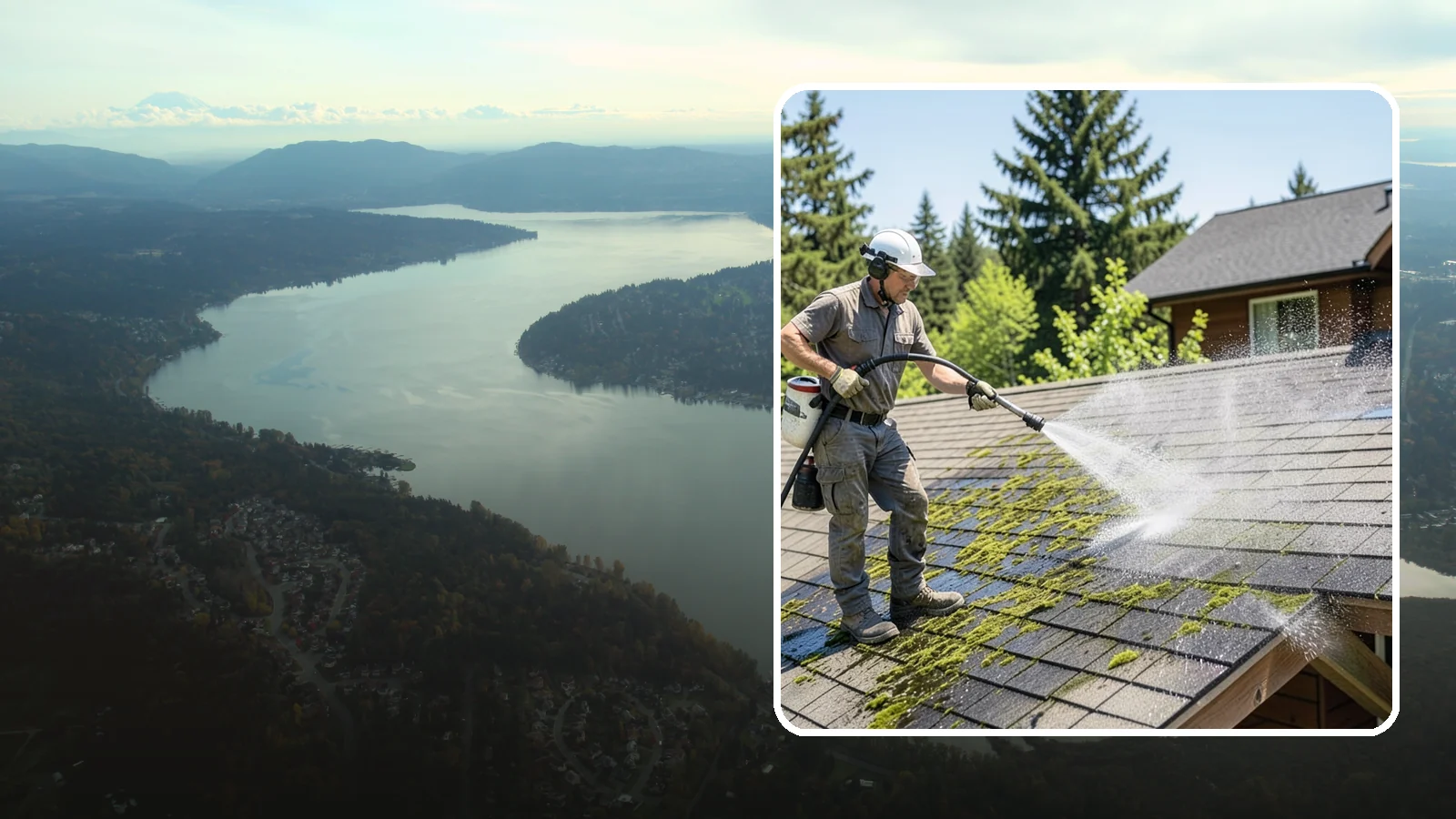 Cedar Shake Roof Cleaning in Sammamish, King County, WA - Gentle restoration cleaning for cedar shake and shingle roofs that removes moss while preserving the wood.