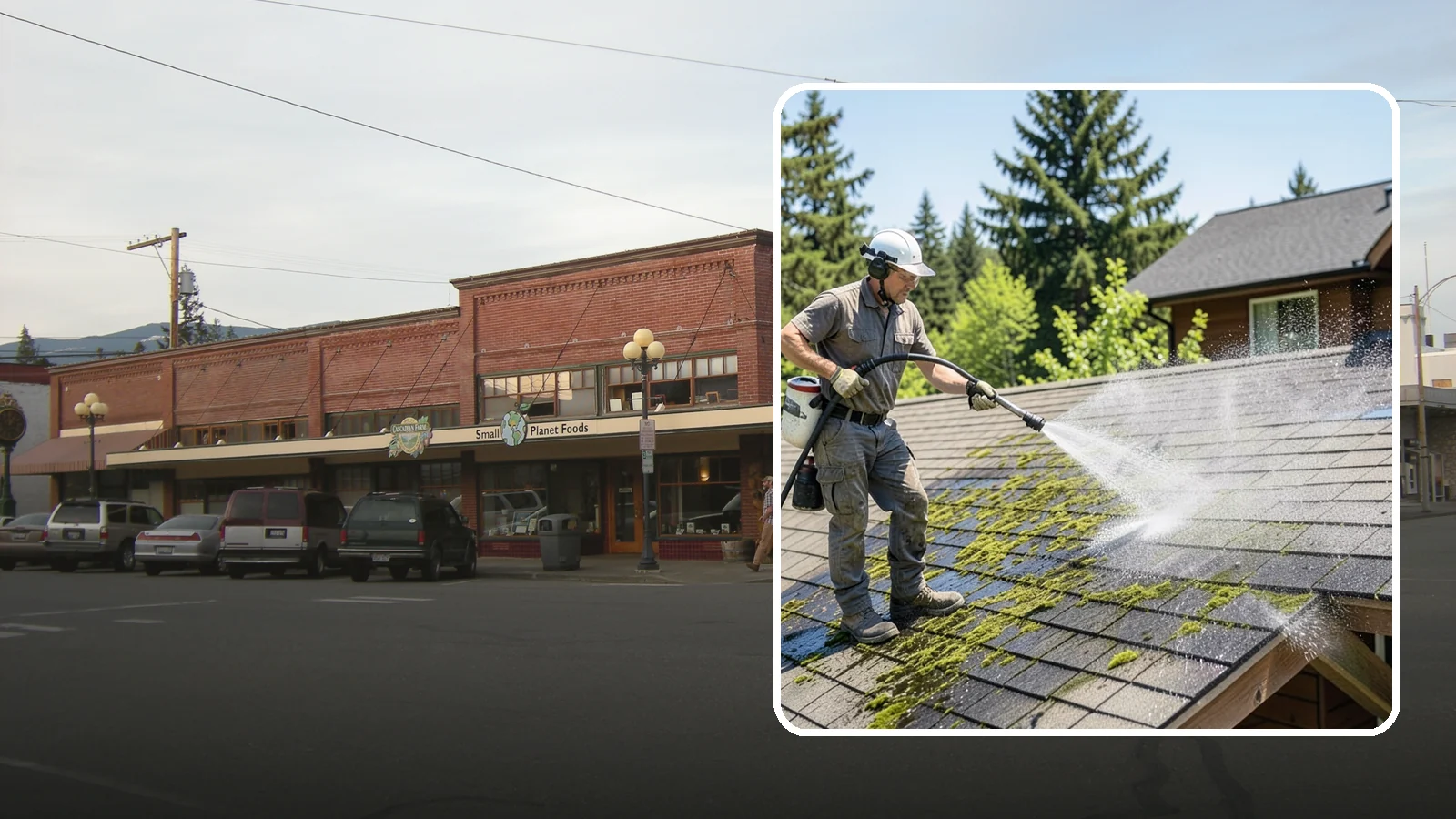 Cedar Shake Roof Cleaning in Sedro-Woolley, Skagit County, WA - Gentle restoration cleaning for cedar shake and shingle roofs that removes moss while preserving the wood.
