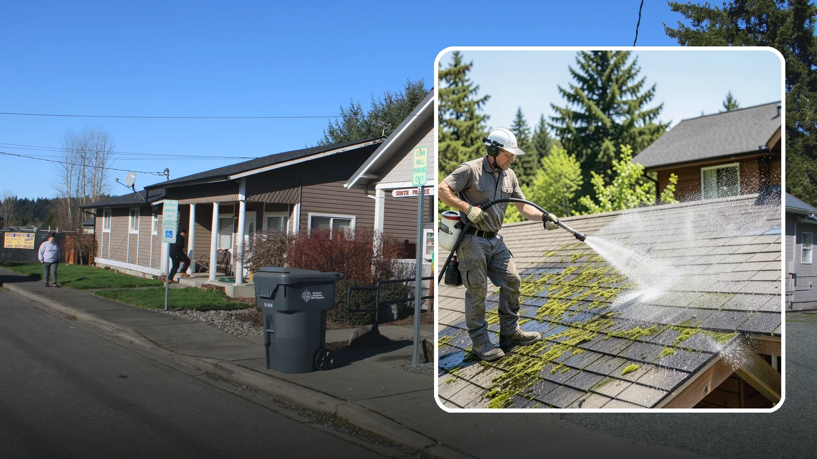 Cedar Shake Roof Cleaning in South Prairie, Pierce County, WA - Gentle restoration cleaning for cedar shake and shingle roofs that removes moss while preserving the wood.