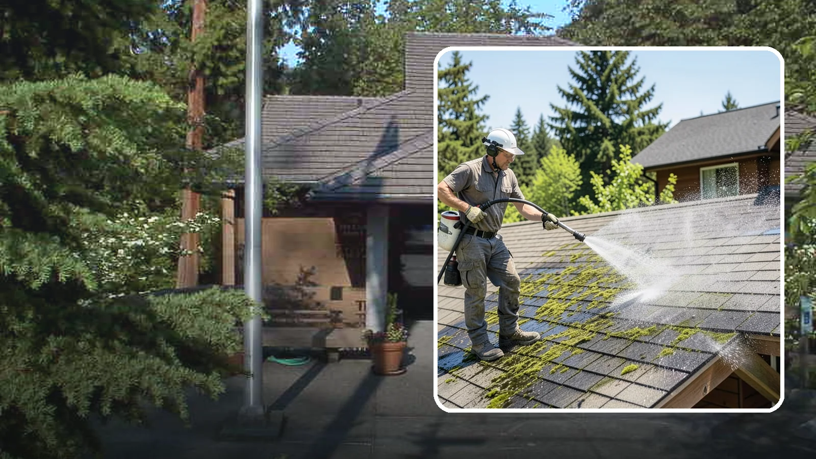 Cedar Shake Roof Cleaning in Yarrow Point, King County, WA - Gentle restoration cleaning for cedar shake and shingle roofs that removes moss while preserving the wood.