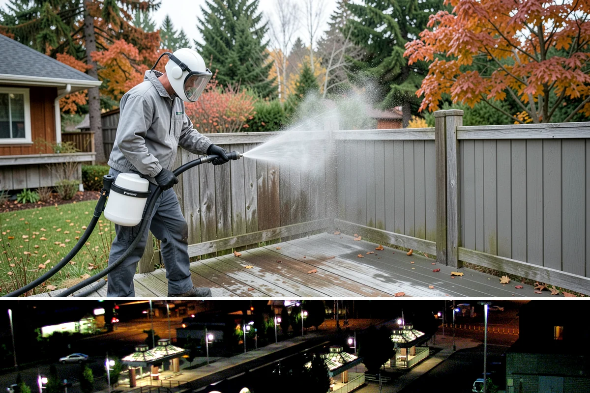 Cedar Siding Washing in Auburn, King County, WA - The dry months of summer are ideal so cedar dries completely and holds any new stain applied afterward.