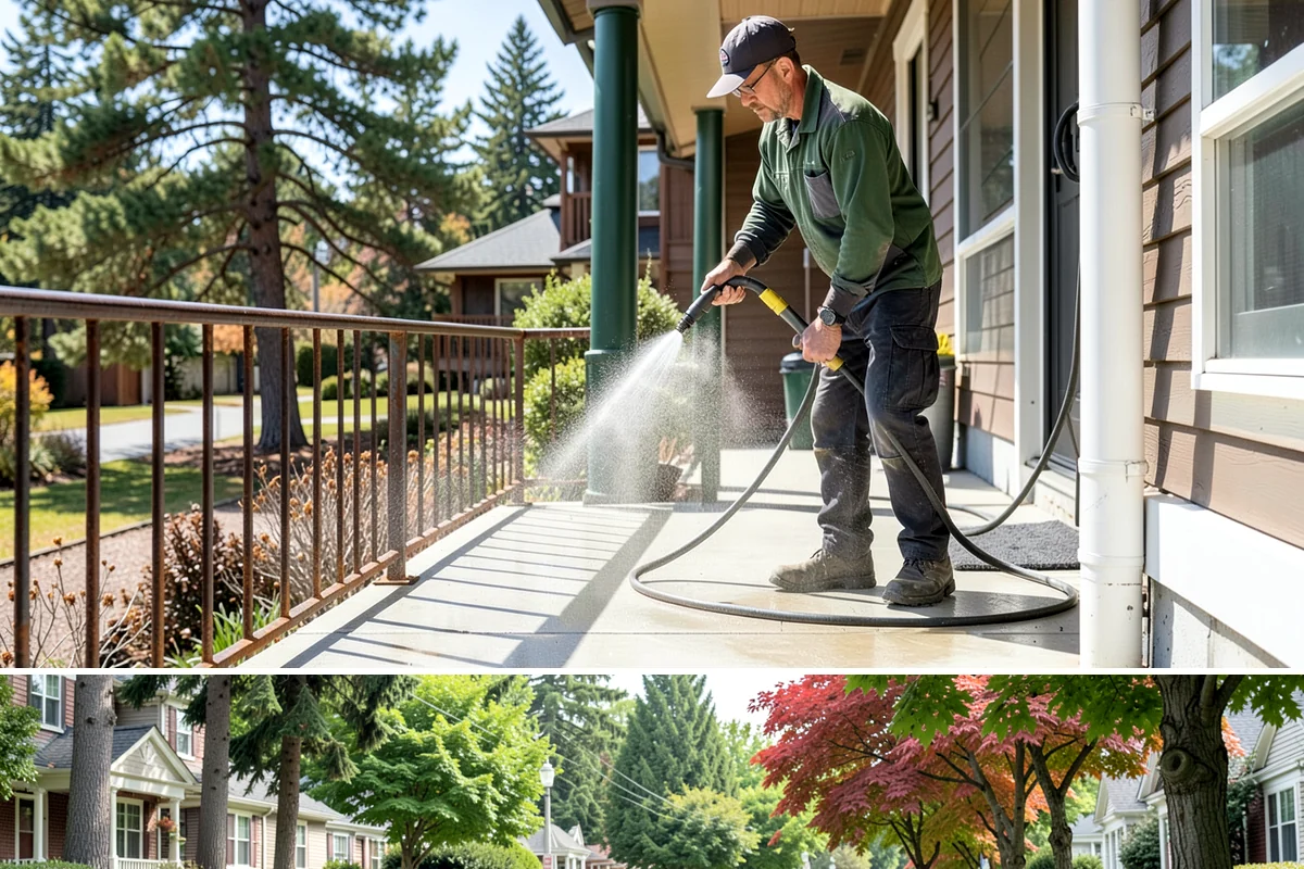 Cedar Siding Washing in Beaux Arts Village, King County, WA - The dry months of summer are ideal so cedar dries completely and holds any new stain applied afterward.