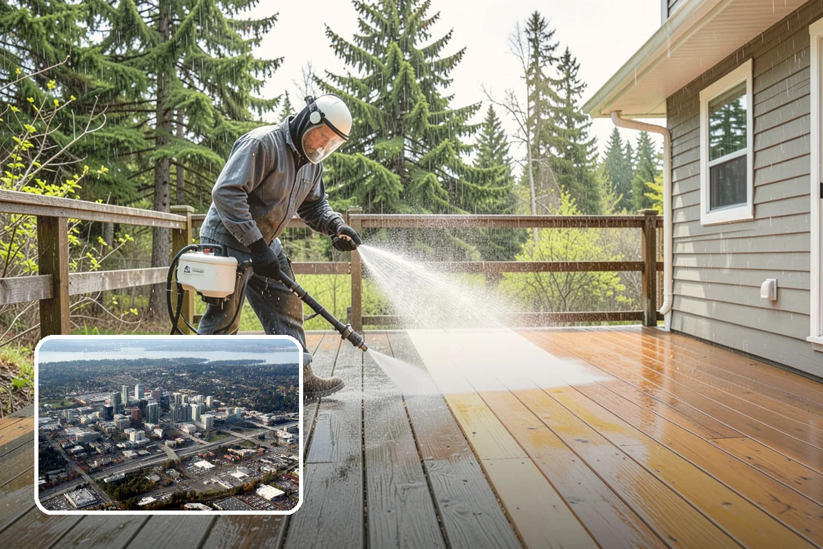 Cedar Siding Washing in Bellevue, King County, WA - Protects soft cedar fibers from pressure damage