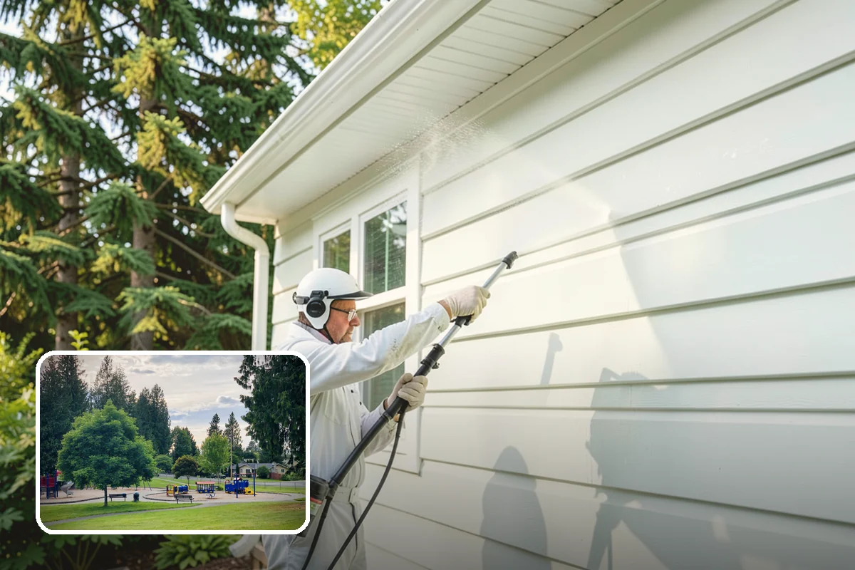Cedar Siding Washing in Bonney Lake, Pierce County, WA - Protects soft cedar fibers from pressure damage