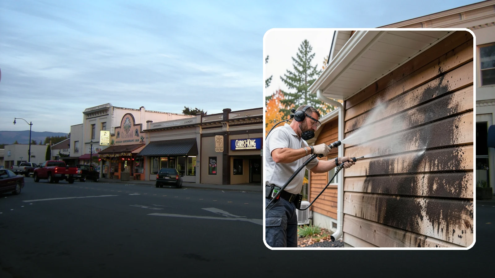 Cedar Siding Washing in Burlington, Skagit County, WA - Cedar siding washing carefully clears mildew and dark streaks from shakes and boards while protecting cedar's soft, natural...
