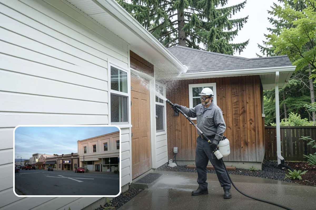 Cedar Siding Washing in Burlington, Skagit County, WA - Protects soft cedar fibers from pressure damage