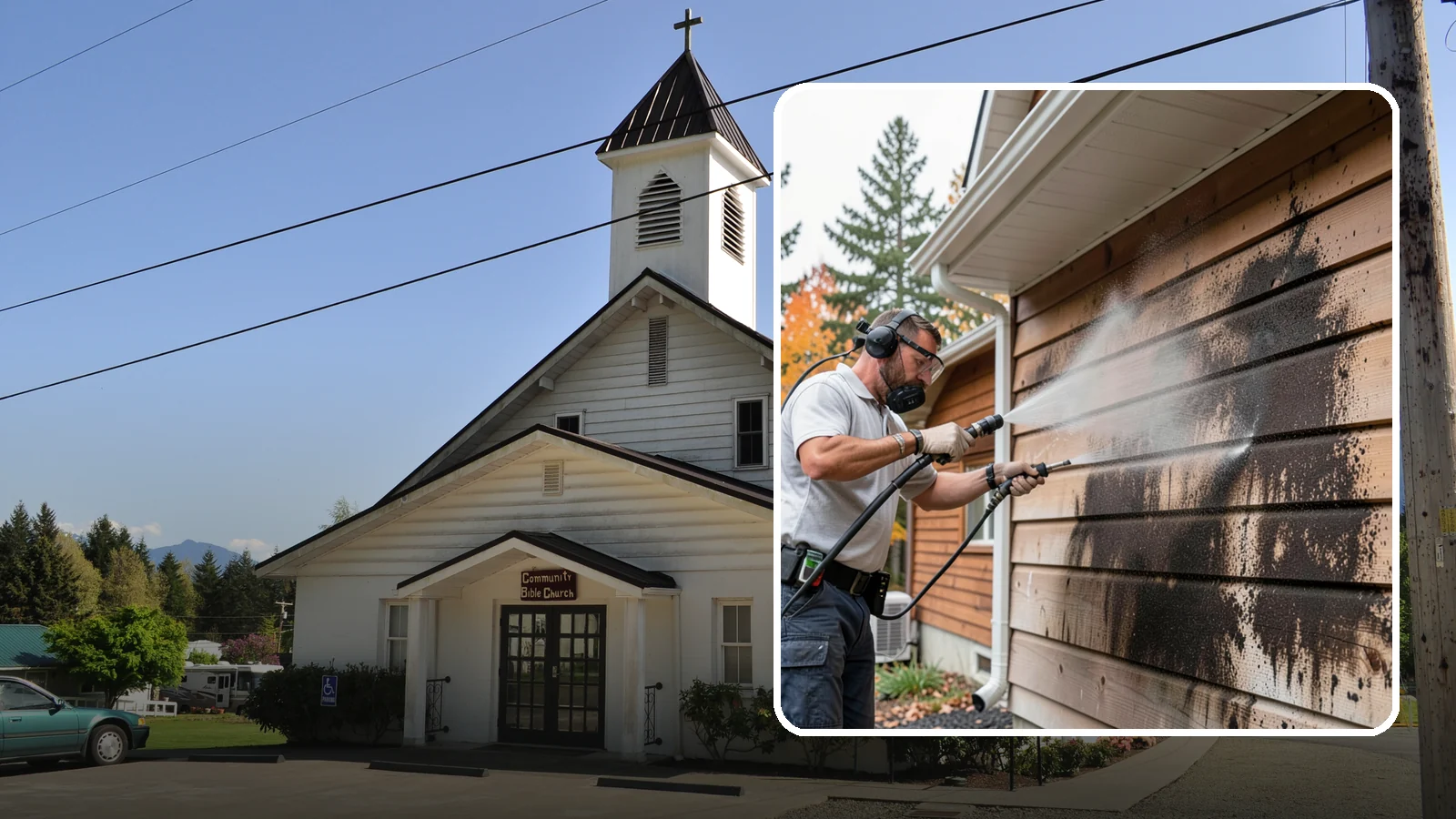 Cedar Siding Washing in Concrete, Skagit County, WA - Cedar siding washing carefully clears mildew and dark streaks from shakes and boards while protecting cedar's soft, natural...