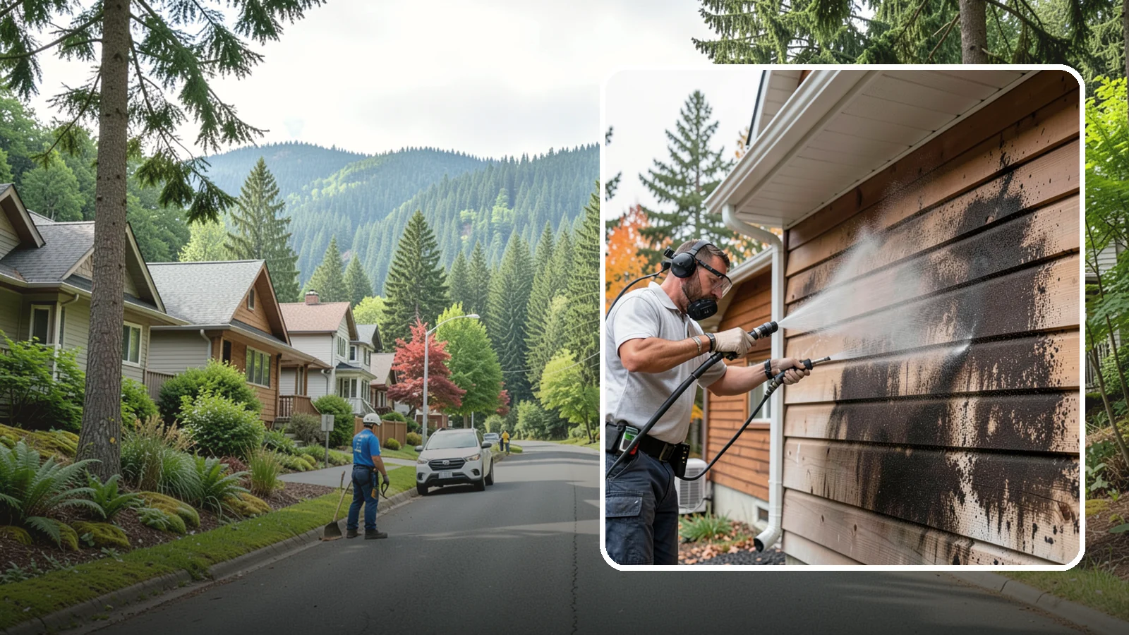 Cedar Siding Washing in Darrington, Snohomish County, WA - Cedar siding washing carefully clears mildew and dark streaks from shakes and boards while protecting cedar's soft, natural...
