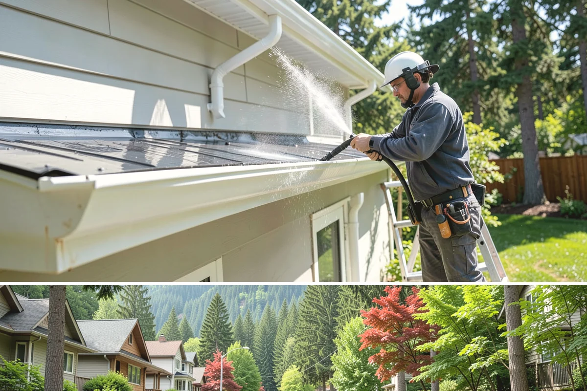 Cedar Siding Washing in Darrington, Snohomish County, WA - The dry months of summer are ideal so cedar dries completely and holds any new stain applied afterward.