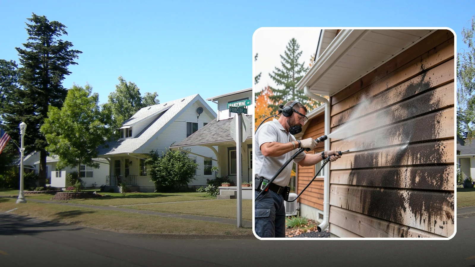 Cedar Siding Washing in DuPont, Pierce County, WA - Cedar siding washing carefully clears mildew and dark streaks from shakes and boards while protecting cedar's soft, natural...