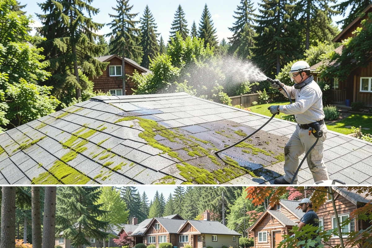 Cedar Siding Washing in Edgewood, Pierce County, WA - The dry months of summer are ideal so cedar dries completely and holds any new stain applied afterward.