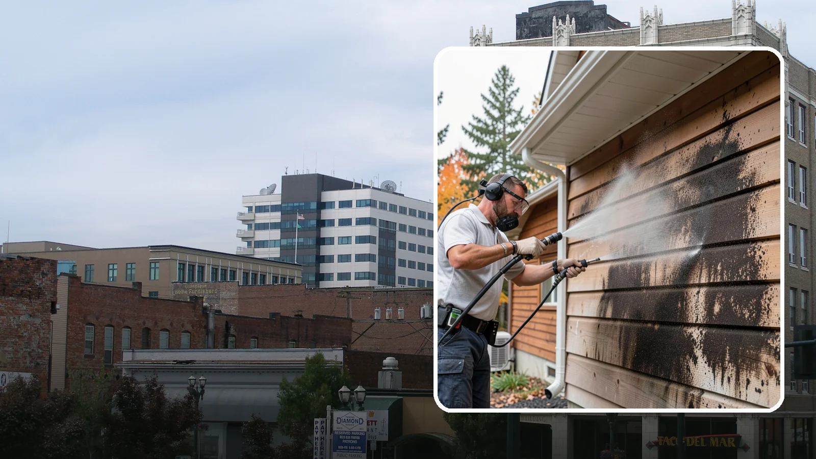 Cedar Siding Washing in Everett, Snohomish County, WA - Cedar siding washing carefully clears mildew and dark streaks from shakes and boards while protecting cedar's soft, natural...