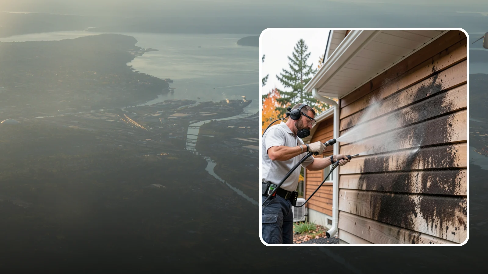 Cedar Siding Washing in Fife, Pierce County, WA - Cedar siding washing carefully clears mildew and dark streaks from shakes and boards while protecting cedar's soft, natural...