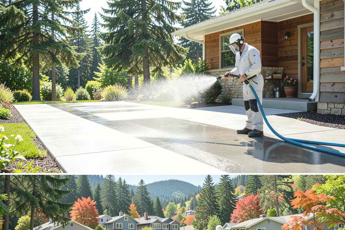 Cedar Siding Washing in Fircrest, Pierce County, WA - The dry months of summer are ideal so cedar dries completely and holds any new stain applied afterward.