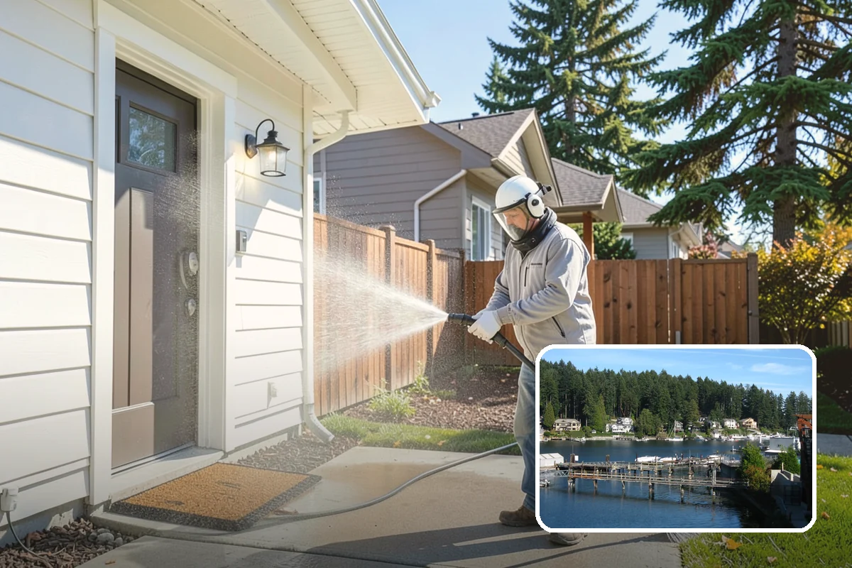 Cedar Siding Washing in Gig Harbor, Pierce County, WA - Protects soft cedar fibers from pressure damage
