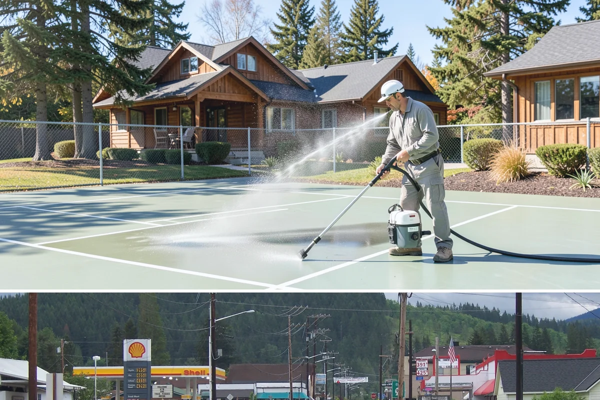 Cedar Siding Washing in Granite Falls, Snohomish County, WA - The dry months of summer are ideal so cedar dries completely and holds any new stain applied afterward.