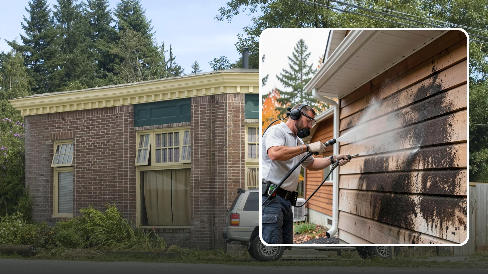 Cedar Siding Washing in Hamilton, Skagit County, WA - Cedar siding washing carefully clears mildew and dark streaks from shakes and boards while protecting cedar's soft, natural...
