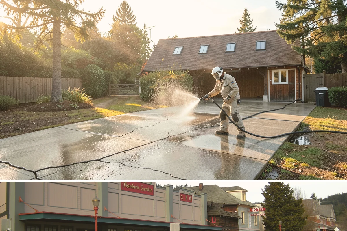 Cedar Siding Washing in Issaquah, King County, WA - The dry months of summer are ideal so cedar dries completely and holds any new stain applied afterward.