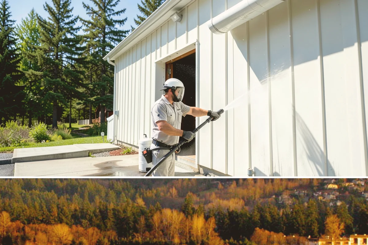 Cedar Siding Washing in Kenmore, King County, WA - The dry months of summer are ideal so cedar dries completely and holds any new stain applied afterward.