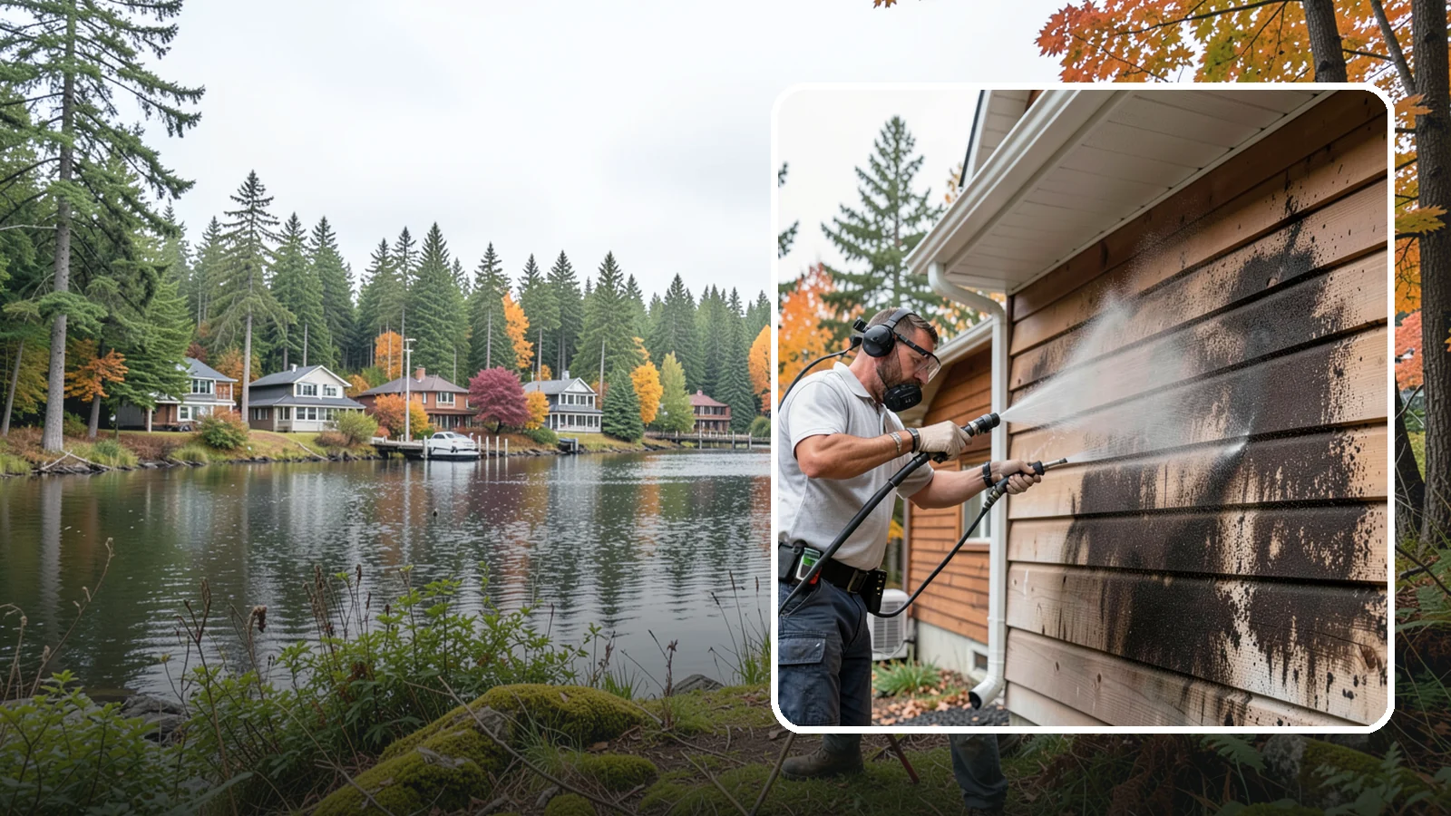 Cedar Siding Washing in La Conner, Skagit County, WA - Cedar siding washing carefully clears mildew and dark streaks from shakes and boards while protecting cedar's soft, natural...