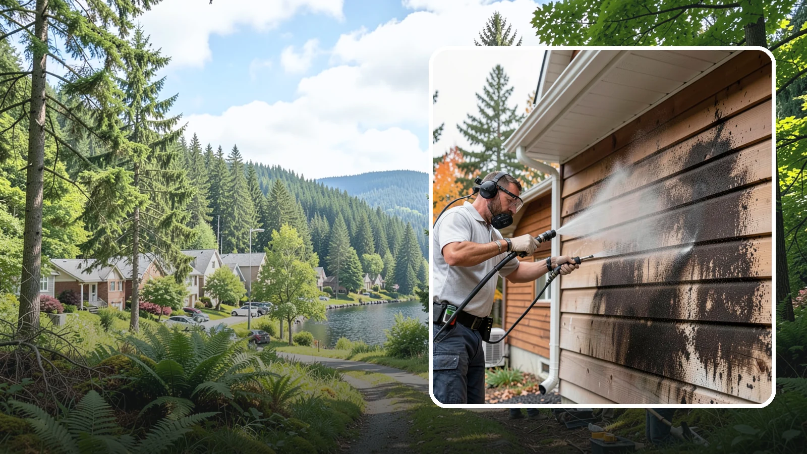 Cedar Siding Washing in Lake Forest Park, King County, WA - Cedar siding washing carefully clears mildew and dark streaks from shakes and boards while protecting cedar's soft, natural...