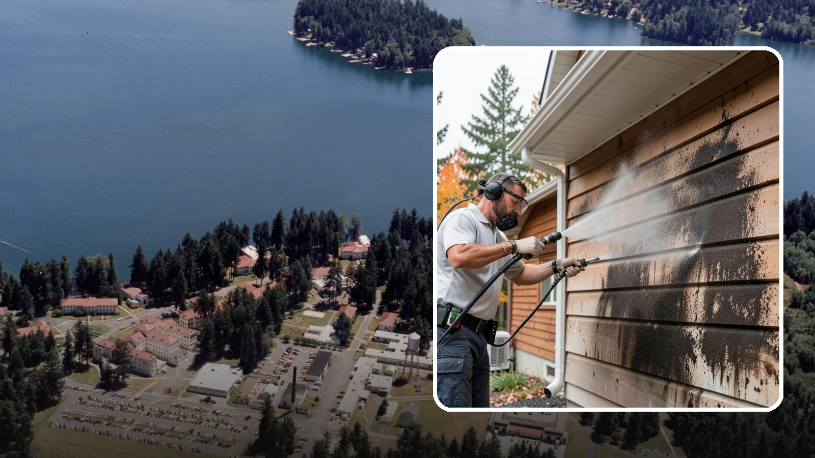 Cedar Siding Washing in Lakewood, Pierce County, WA - Cedar siding washing carefully clears mildew and dark streaks from shakes and boards while protecting cedar's soft, natural...