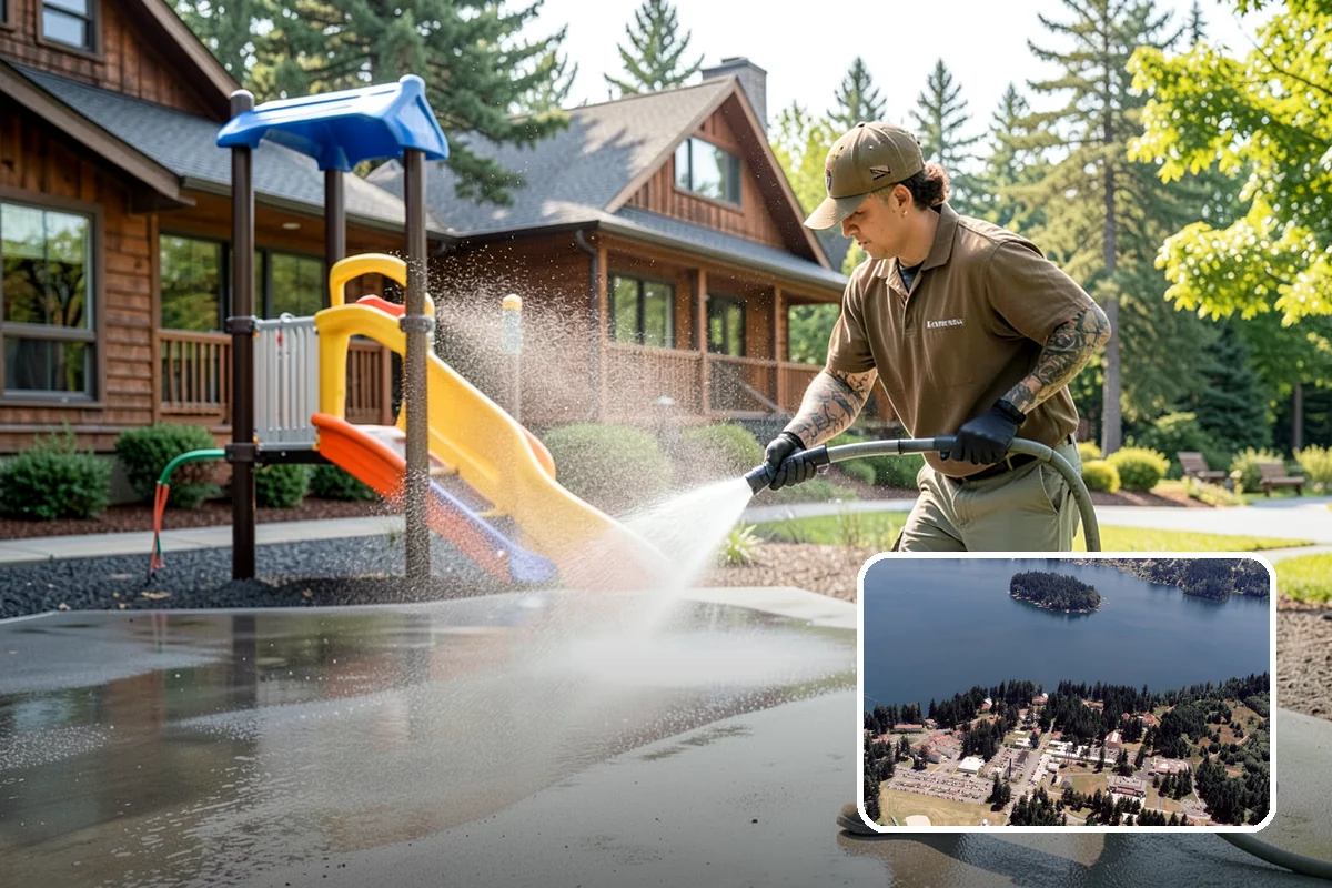 Cedar Siding Washing in Lakewood, Pierce County, WA - Protects soft cedar fibers from pressure damage