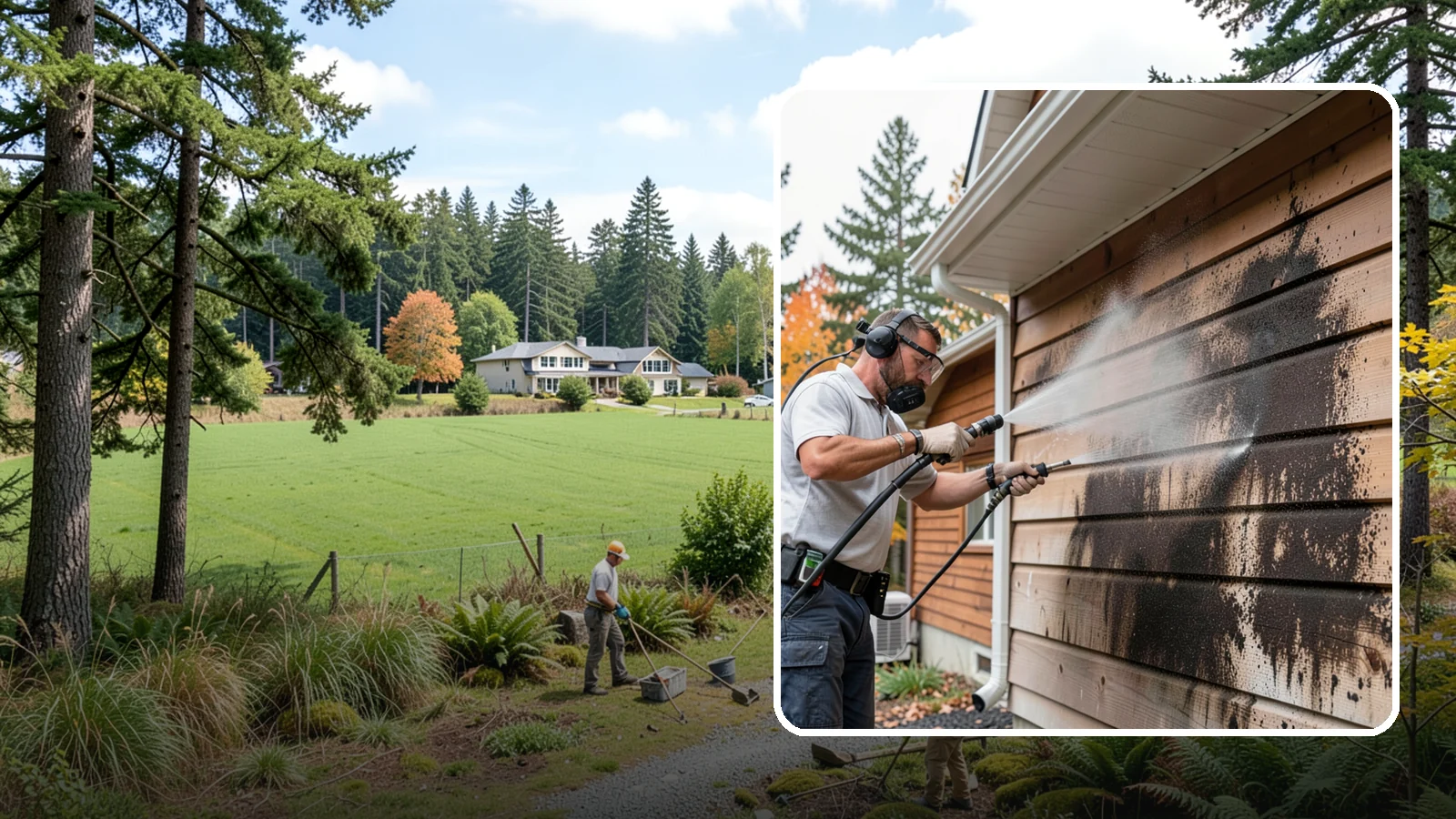 Cedar Siding Washing in Lyman, Skagit County, WA - Cedar siding washing carefully clears mildew and dark streaks from shakes and boards while protecting cedar's soft, natural...