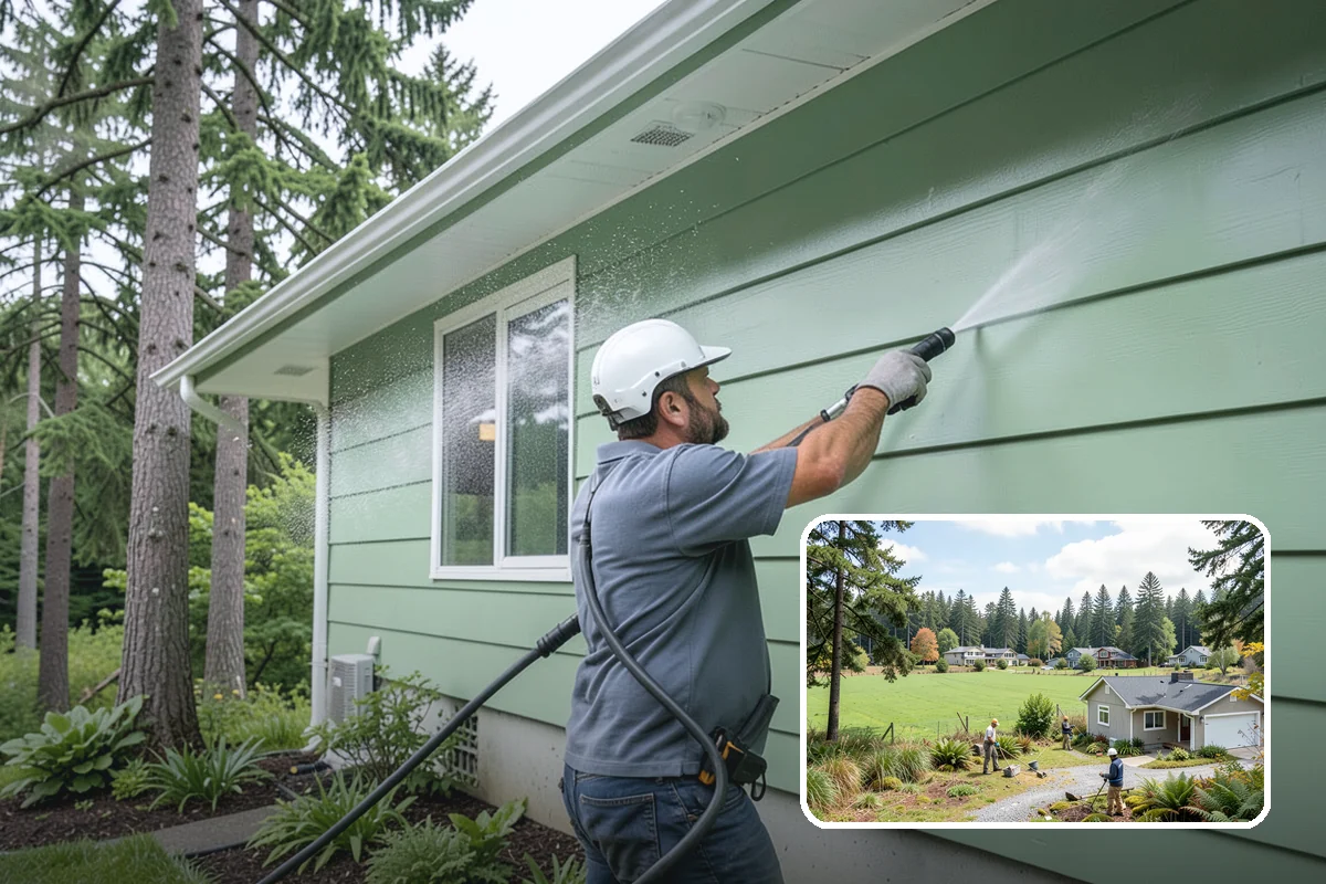 Cedar Siding Washing in Lyman, Skagit County, WA - Protects soft cedar fibers from pressure damage