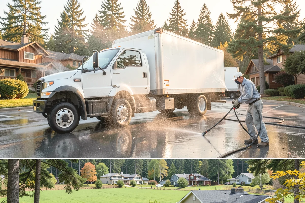 Cedar Siding Washing in Lyman, Skagit County, WA - The dry months of summer are ideal so cedar dries completely and holds any new stain applied afterward.