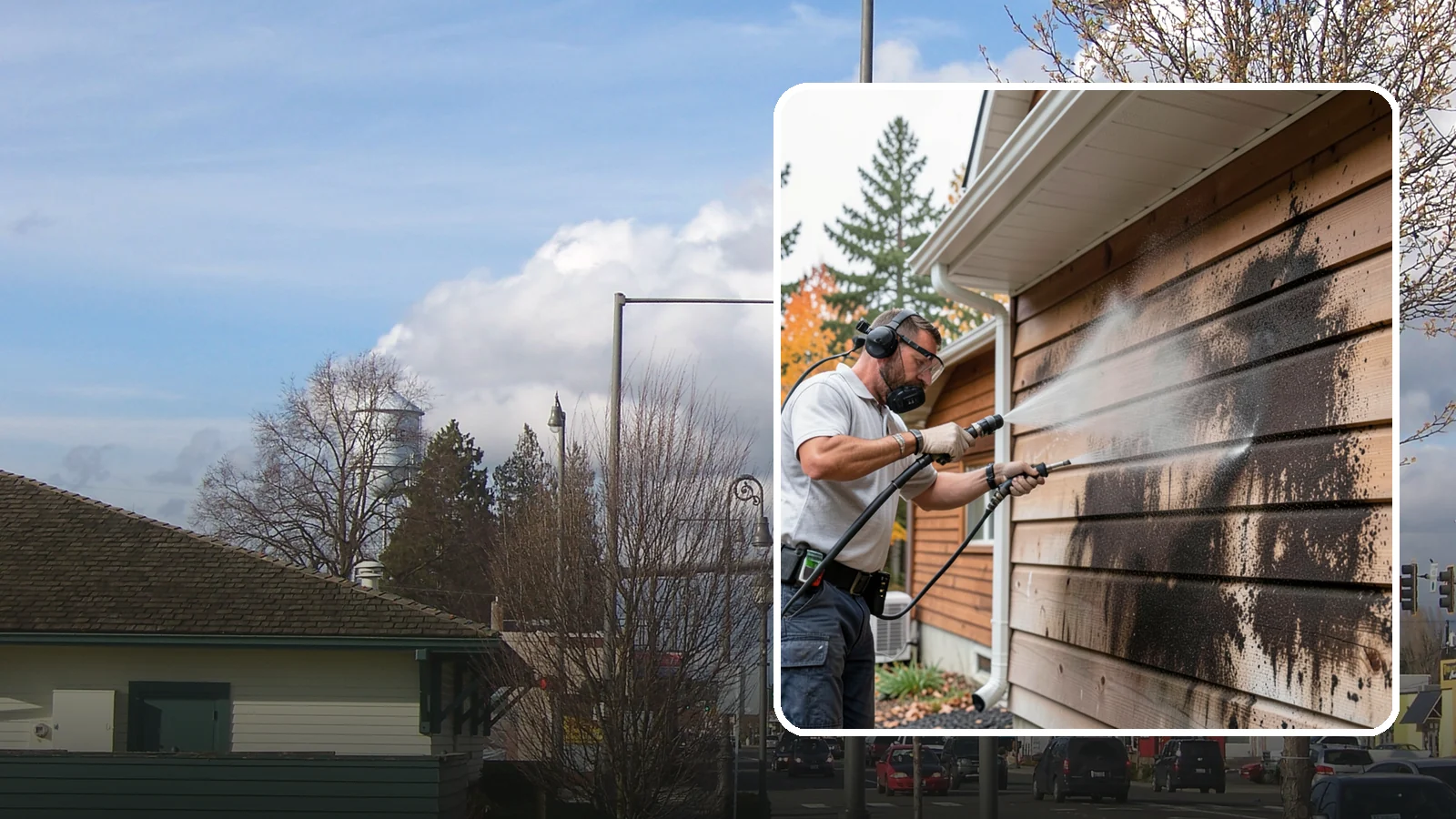 Cedar Siding Washing in Marysville, Snohomish County, WA - Cedar siding washing carefully clears mildew and dark streaks from shakes and boards while protecting cedar's soft, natural...