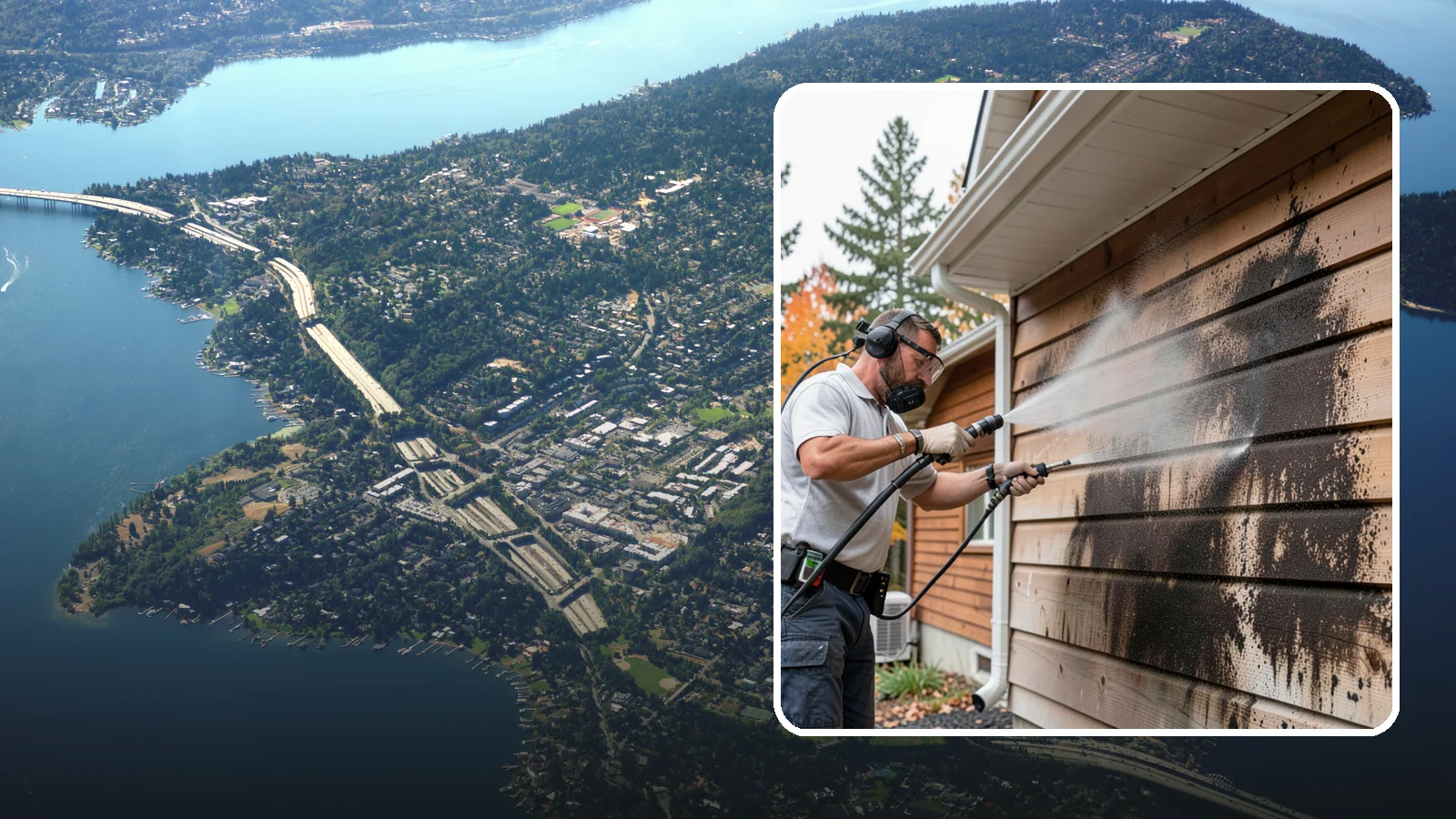Cedar Siding Washing in Mercer Island, King County, WA - Cedar siding washing carefully clears mildew and dark streaks from shakes and boards while protecting cedar's soft, natural...
