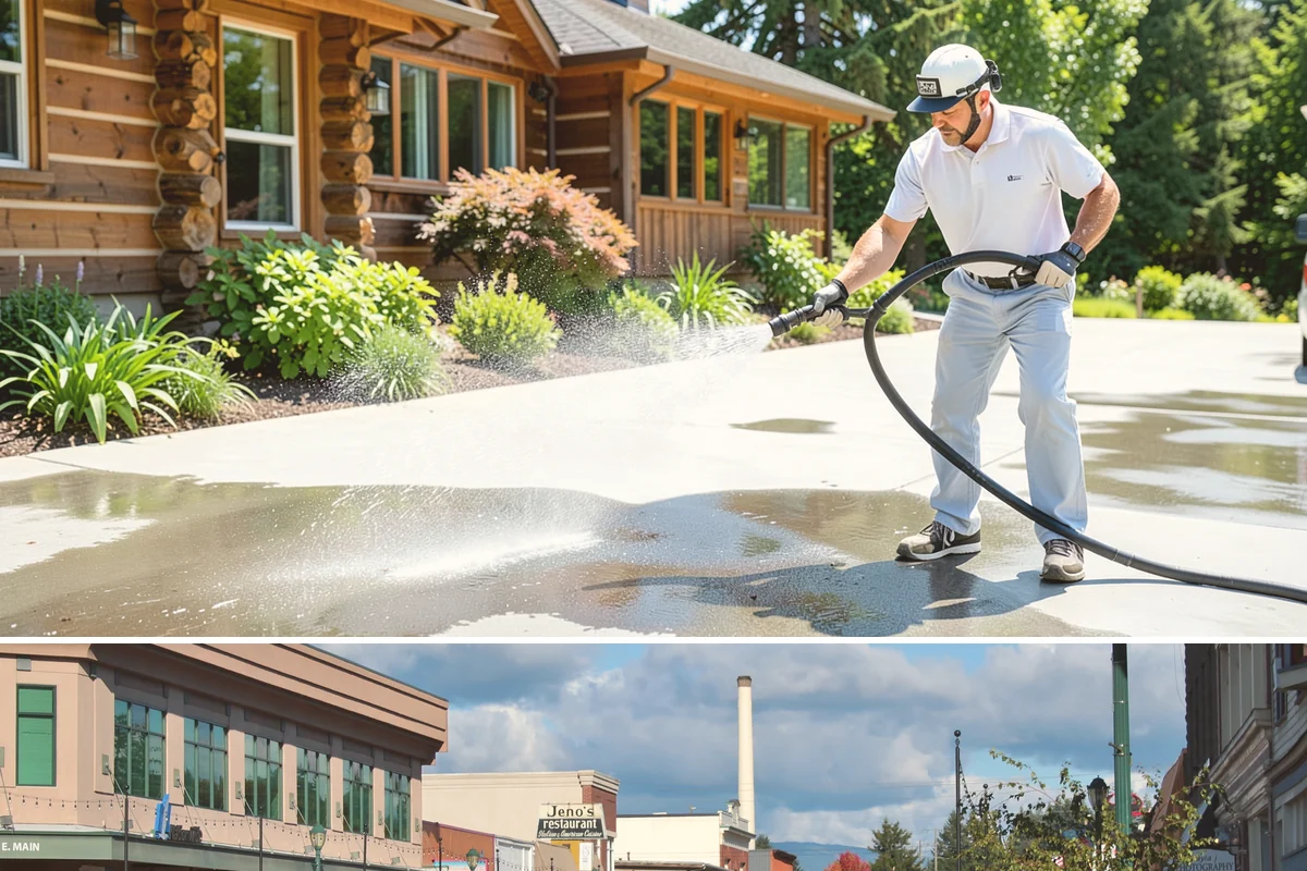 Cedar Siding Washing in Monroe, Snohomish County, WA - The dry months of summer are ideal so cedar dries completely and holds any new stain applied afterward.