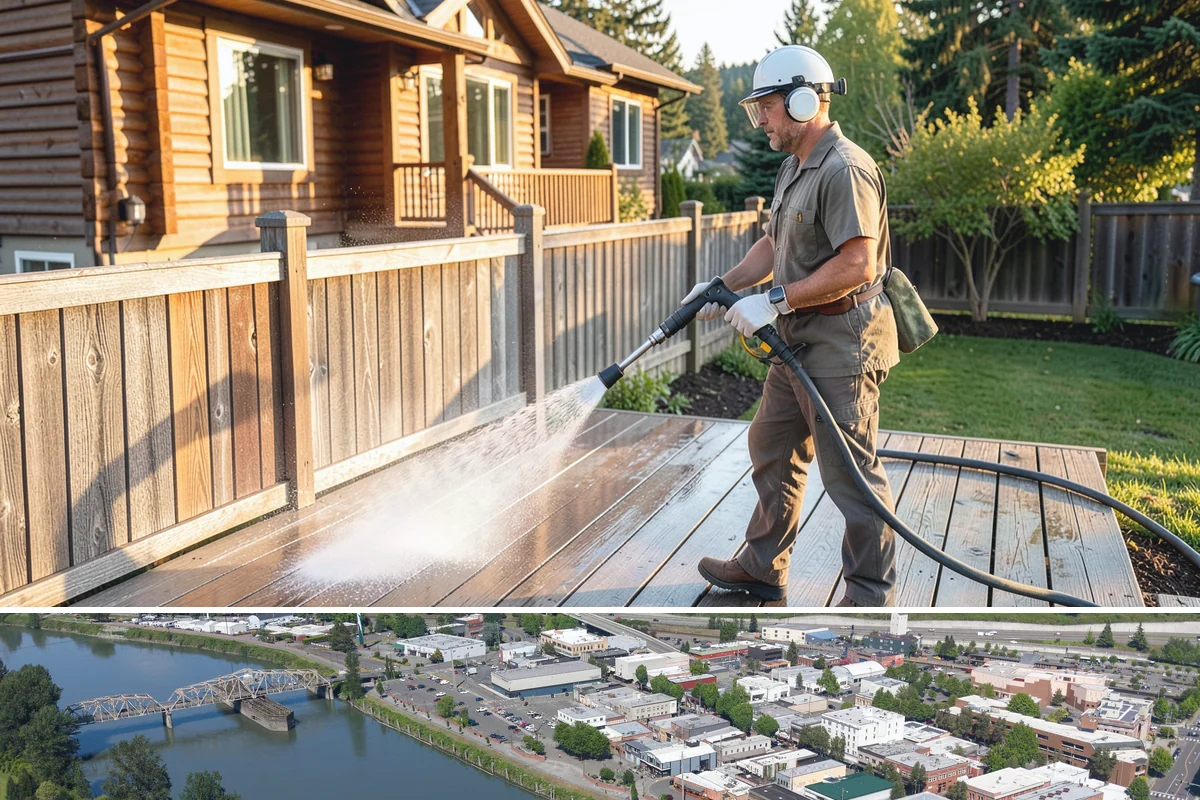 Cedar Siding Washing in Mount Vernon, Skagit County, WA - The dry months of summer are ideal so cedar dries completely and holds any new stain applied afterward.