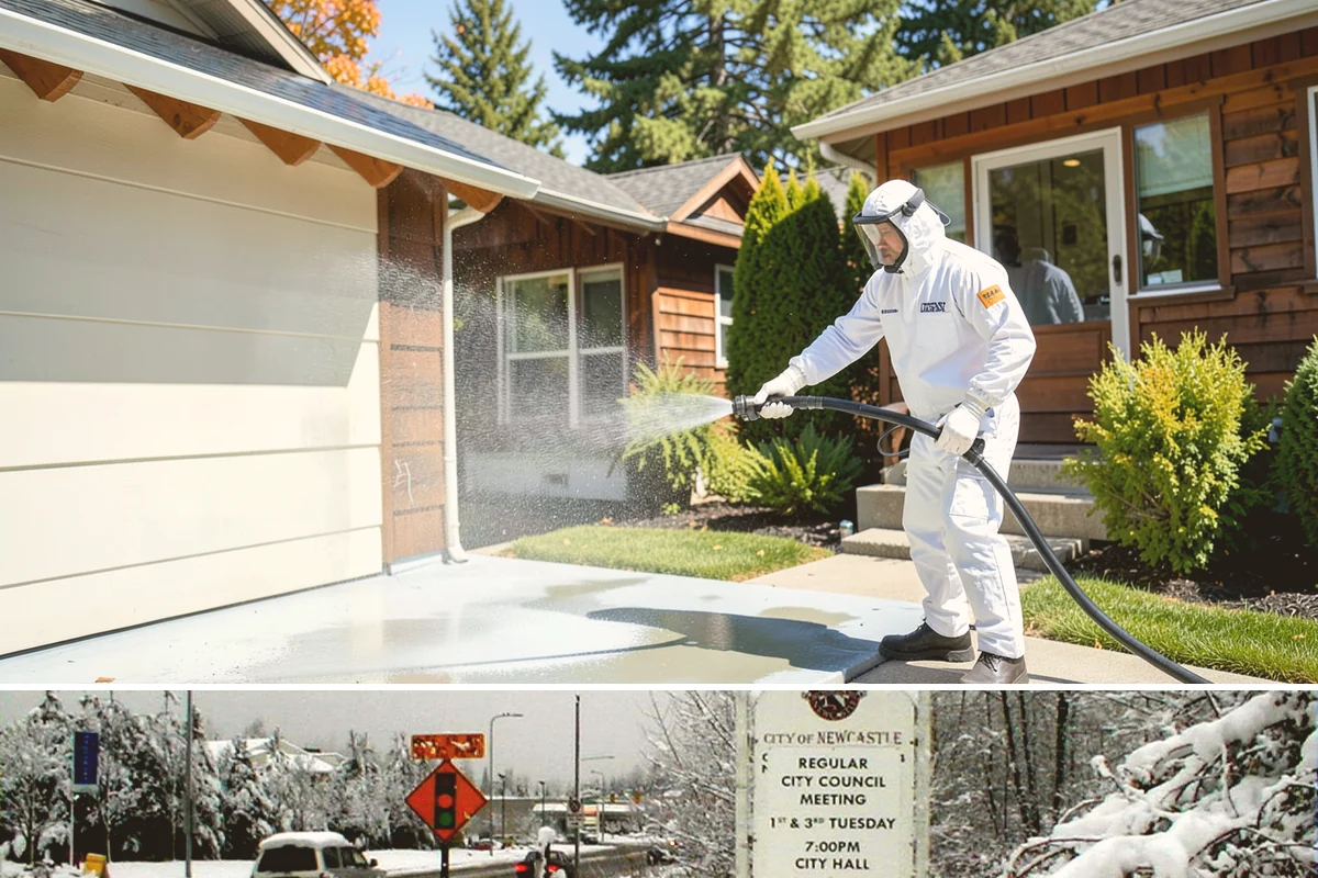 Cedar Siding Washing in Newcastle, King County, WA - The dry months of summer are ideal so cedar dries completely and holds any new stain applied afterward.