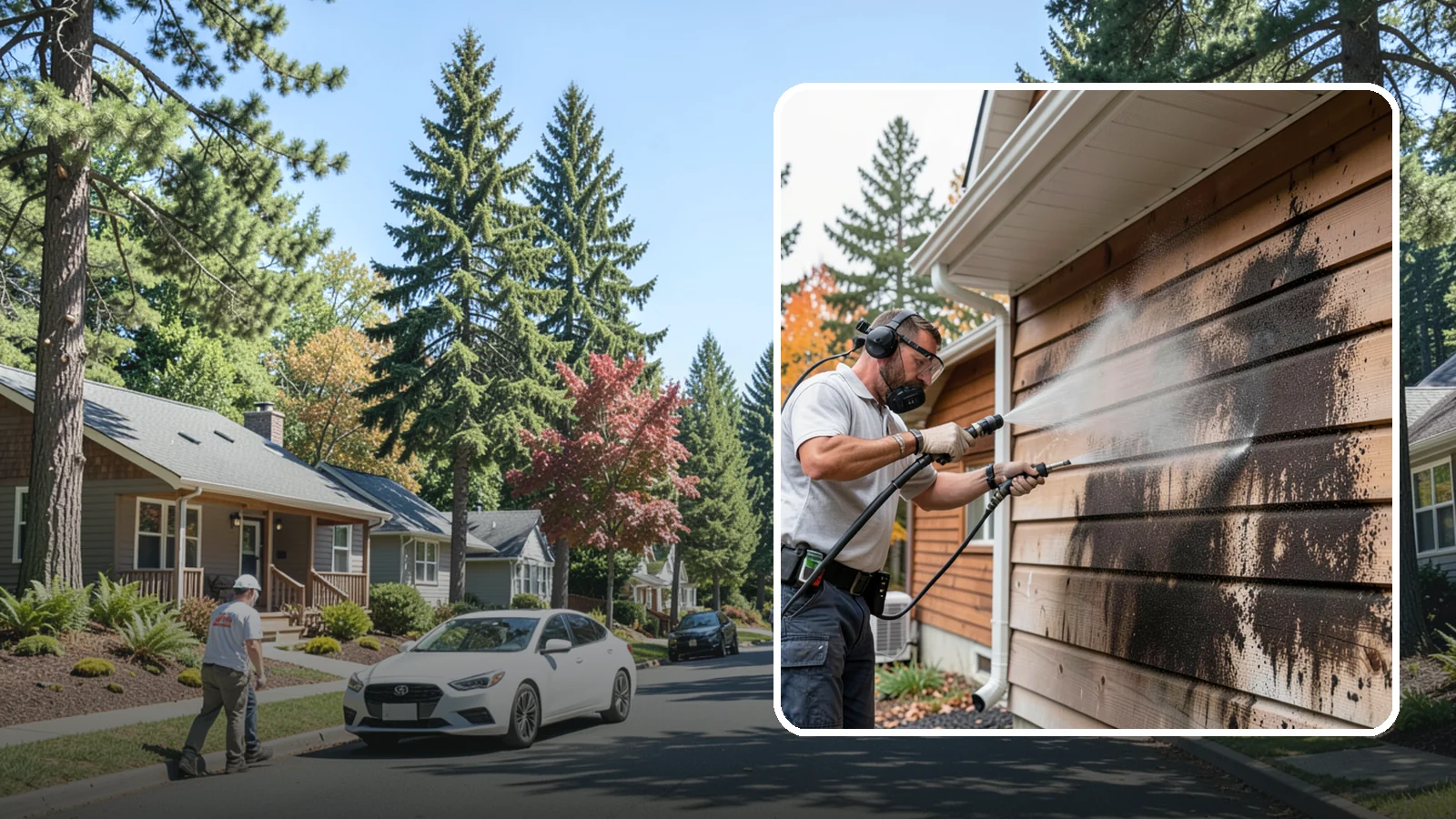 Cedar Siding Washing in Orting, Pierce County, WA - Cedar siding washing carefully clears mildew and dark streaks from shakes and boards while protecting cedar's soft, natural...