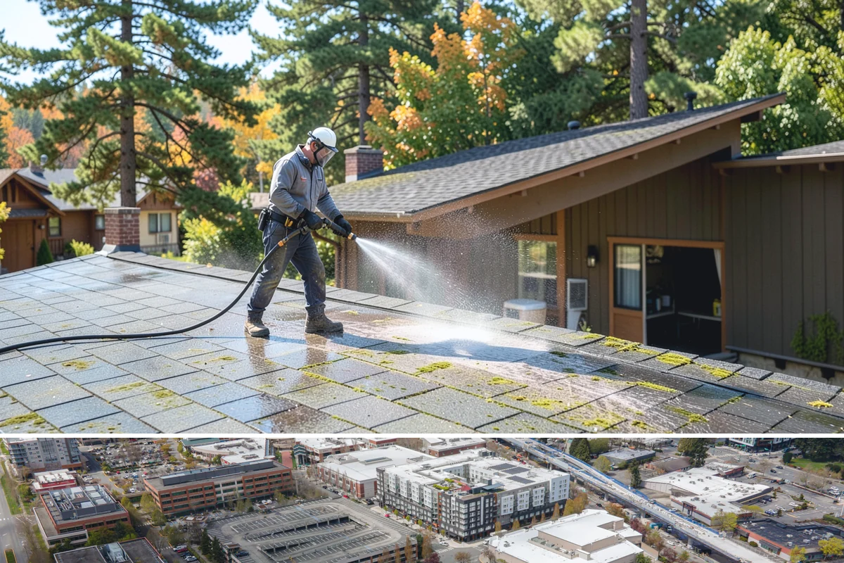 Cedar Siding Washing in Redmond, King County, WA - The dry months of summer are ideal so cedar dries completely and holds any new stain applied afterward.